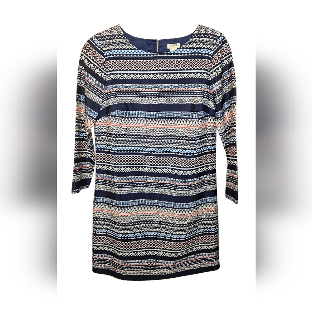 J. Crew Printed Three-Quarter Sleeve Gallery Dress - Size 00
